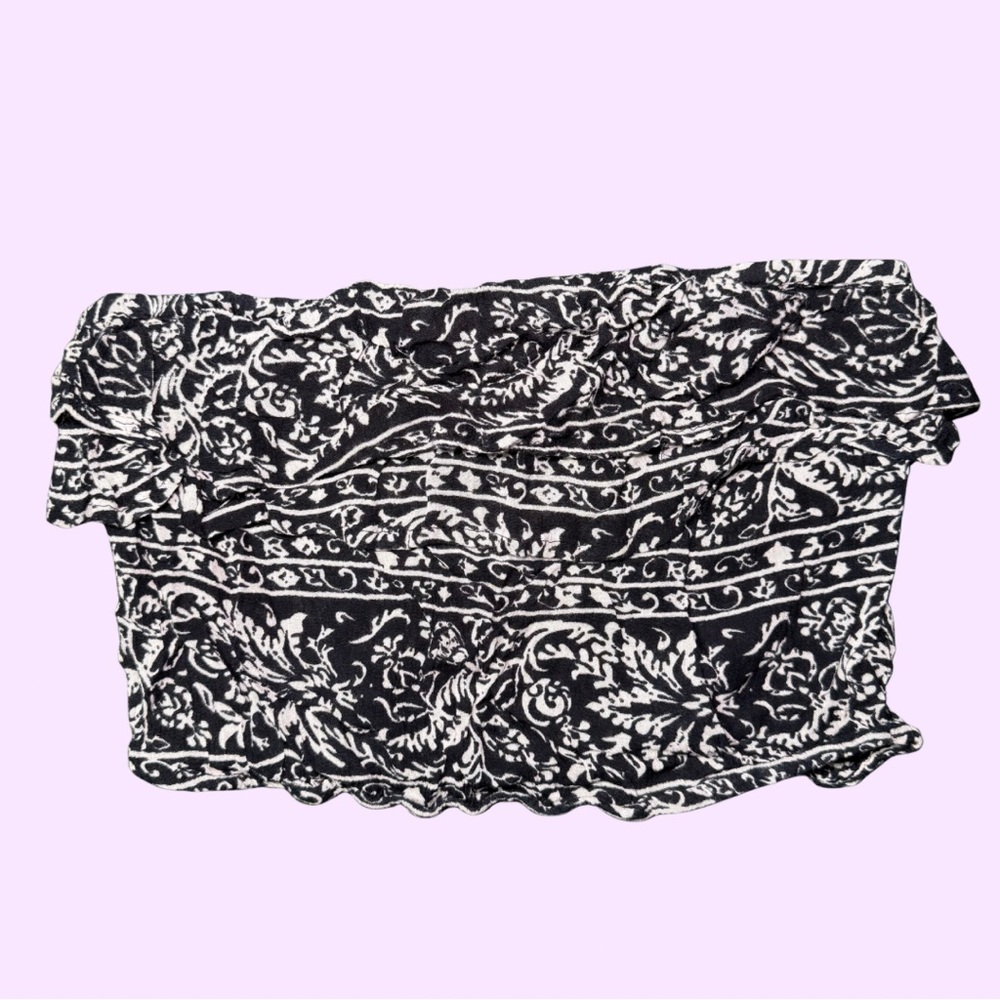 Black and White Strapless Bandeau Top